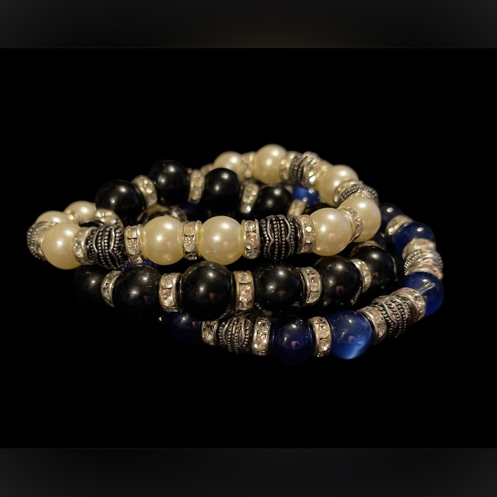 ✨3 Lustrous Stretch Bracelets with Crystal Accents✨
